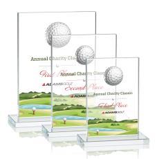 Cumberland Full Color Golf Clear Rectangle Crystal Award - Awards and Trophies