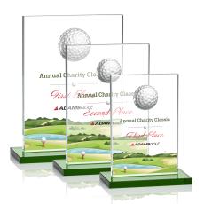 Cumberland Full Color Golf Green  Rectangle Crystal Award - Awards and Trophies