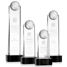 Sherbourne Globe Black on Base Towers Crystal Award - Awards and Trophies