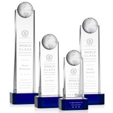Sherbourne Globe Blue on Base Towers Crystal Award - Crystal Awards