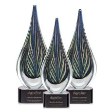 Cobourg Tear Drop on Black Base Glass Award - Awards and Trophies