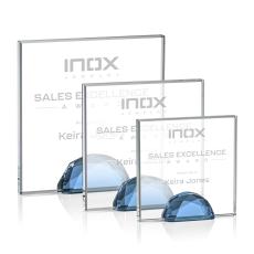 Entwhistle Sky Blue Square / Cube Crystal Award - Diamond Awards