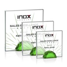 Entwhistle Full Color Green  Square / Cube Crystal Award - Diamond Awards