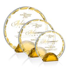 Galveston Full Color Amber  Circle Crystal Award - Diamond Awards