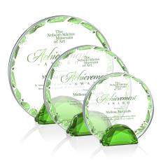 Galveston Full Color Green  Circle Crystal Award - Diamond Awards