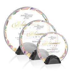Galveston Full Color Black  Circle Crystal Award - Diamond Awards
