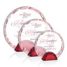Galveston Full Color Red  Circle Crystal Award - Diamond Awards