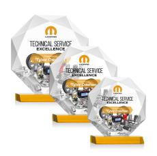 Kitchener Full Color Amber  Polygon Crystal Award - Awards and Trophies