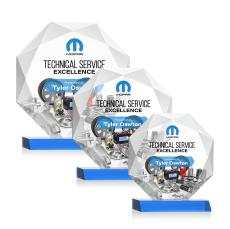 Kitchener Full Color Sky Blue Polygon Crystal Award - Full Color Imprint