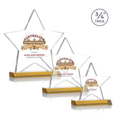 Chippendale Full Color Amber  Star Crystal Award - Awards and Trophies