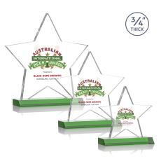Chippendale Full Color Green Star Crystal Award - Awards and Trophies