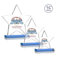 Chippendale Full Color Sky Blue Star Crystal Award - Full Color Imprint
