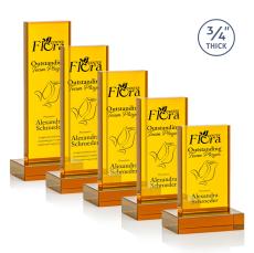 Hathaway Amber  Rectangle Crystal Award - Crystal Awards