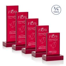 Hathaway Red  Rectangle Crystal Award - Awards and Trophies