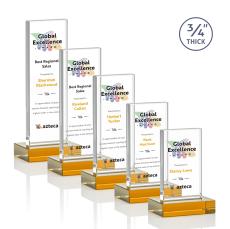 Holmes Full Color Amber Rectangle Crystal Award - Crystal Awards