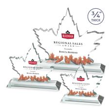 Maple Leaf Full Color Starfire Unique Crystal Award - Patriotic Awards