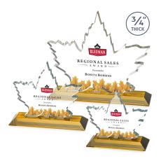 Maple Leaf Full Color Amber  Unique Crystal Award - Awards and Trophies