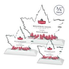 Maple Leaf Full Color White Unique Crystal Award - Awards and Trophies