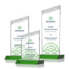 Oakwood Full Color Green Peaks Crystal Award - Awards and Trophies