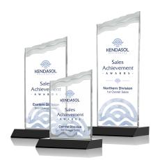 Oakwood Full Color Black  Peaks Crystal Award - Awards and Trophies