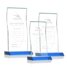 Edmonton Sky Blue Rectangle Crystal Award - Crystal Awards