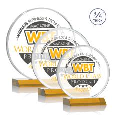 Blackpool Full Color Amber Circle Crystal Award - Awards and Trophies