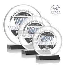 Blackpool Full Color Black Circle Crystal Award - Awards and Trophies
