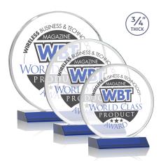 Blackpool Full Color Blue Circle Crystal Award - Full Color Imprint