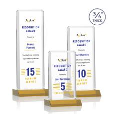 Southport Full Color Amber Rectangle Crystal Award - Awards and Trophies