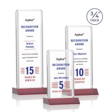 Southport Full Color Red Rectangle Crystal Award - Awards and Trophies