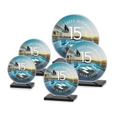 Victoria Full Color Black Circle Crystal Award - Awards and Trophies