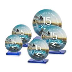 Victoria Full Color Blue Circle Crystal Award - Awards and Trophies