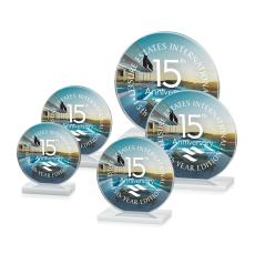 Victoria Full Color White Circle Crystal Award - Crystal Awards