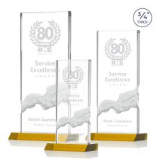 Poole Amber Rectangle Crystal Award - Awards and Trophies