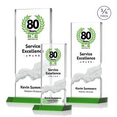 Poole Full Color Green Rectangle Crystal Award - Awards and Trophies