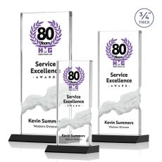 Poole Full Color Black Rectangle Crystal Award - Full Color Imprint