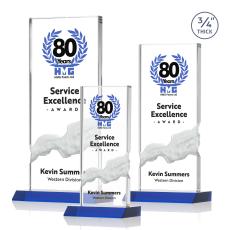 Poole Full Color Blue Rectangle Crystal Award - Full Color Imprint