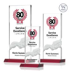 Poole Full Color Red Rectangle Crystal Award - Full Color Imprint