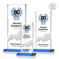 Poole Full Color Sky Blue  Rectangle Crystal Award - Full Color Imprint