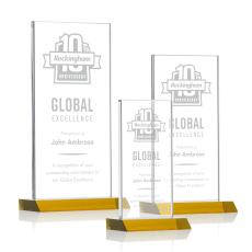 Bolton Amber Rectangle Crystal Award - Awards and Trophies
