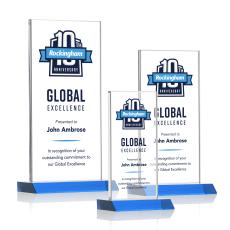 Bolton Full Color Sky Blue  Rectangle Crystal Award - Awards and Trophies