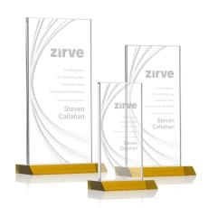 Hawkins Liquid Amber  Rectangle Crystal Award - Awards and Trophies