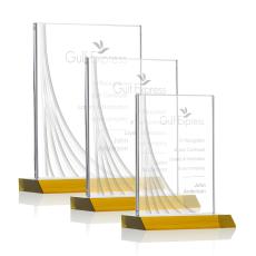 Leighton Liquid Amber Rectangle Crystal Award - Awards and Trophies