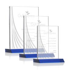 Leighton Liquid  Blue  Rectangle Crystal Award - Awards and Trophies