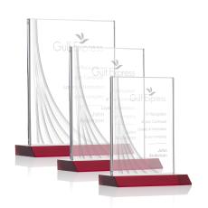 Leighton Liquid Red  Rectangle Crystal Award - Crystal Awards