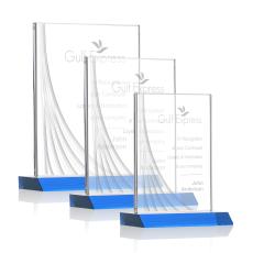 Leighton Liquid Sky Blue  Rectangle Crystal Award - Crystal Awards