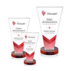 Burney Full Color Red Polygon Crystal Award - Full Color Imprint