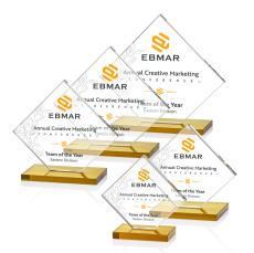 Wellington Full Color Amber  Diamond Crystal Award - Awards and Trophies