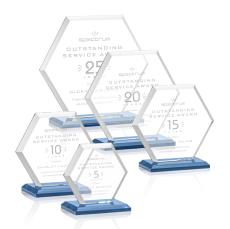 Barnett Sky Blue Polygon Crystal Award - Awards and Trophies