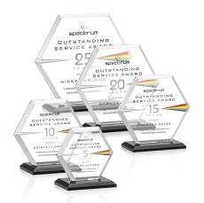 Barnett Full Color Black Polygon Crystal Award - Full Color Imprint